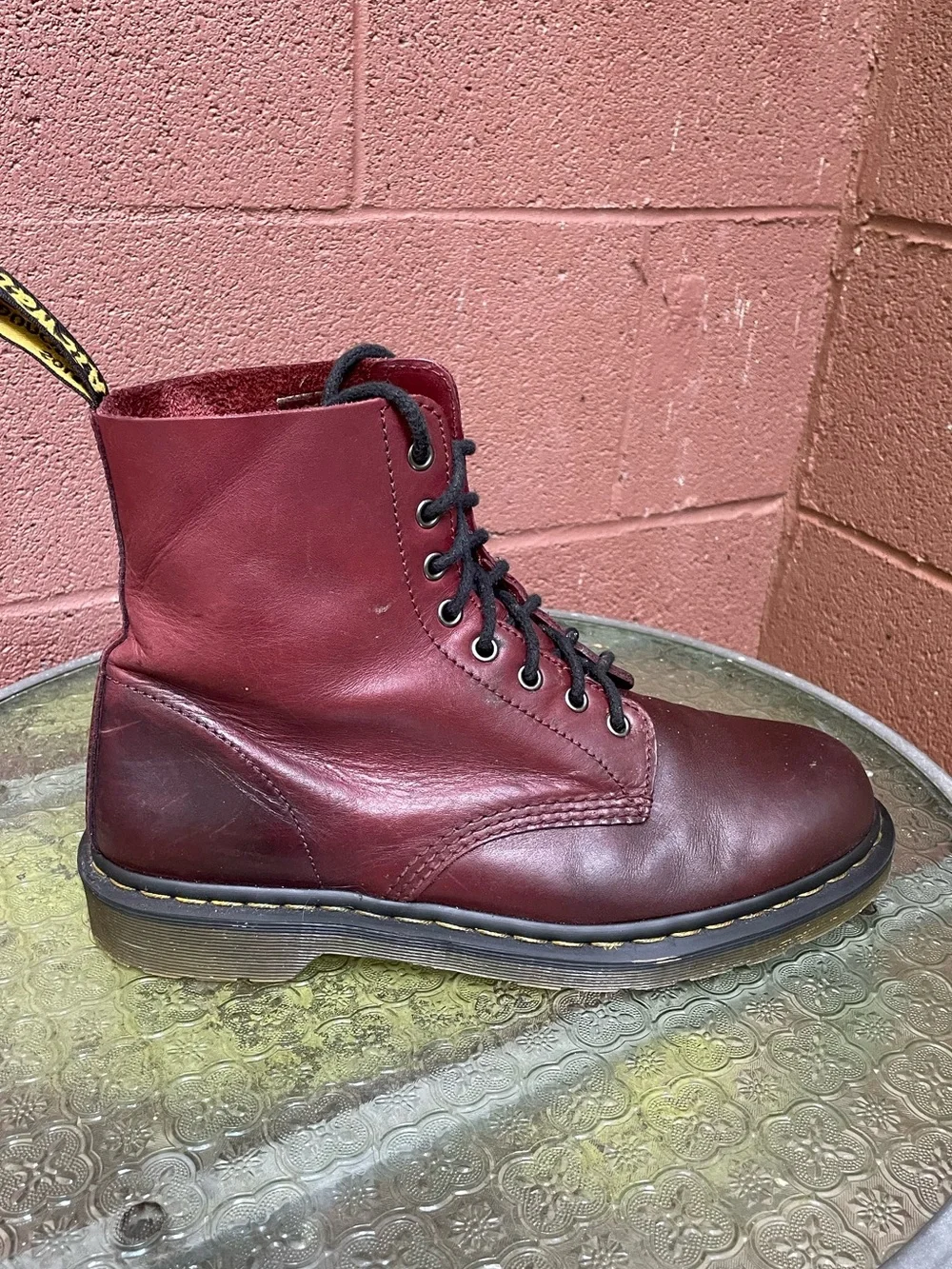 Dr Martens 1460 Pascal Burgundy Red Leather Combat Boots Size 11 Men’s